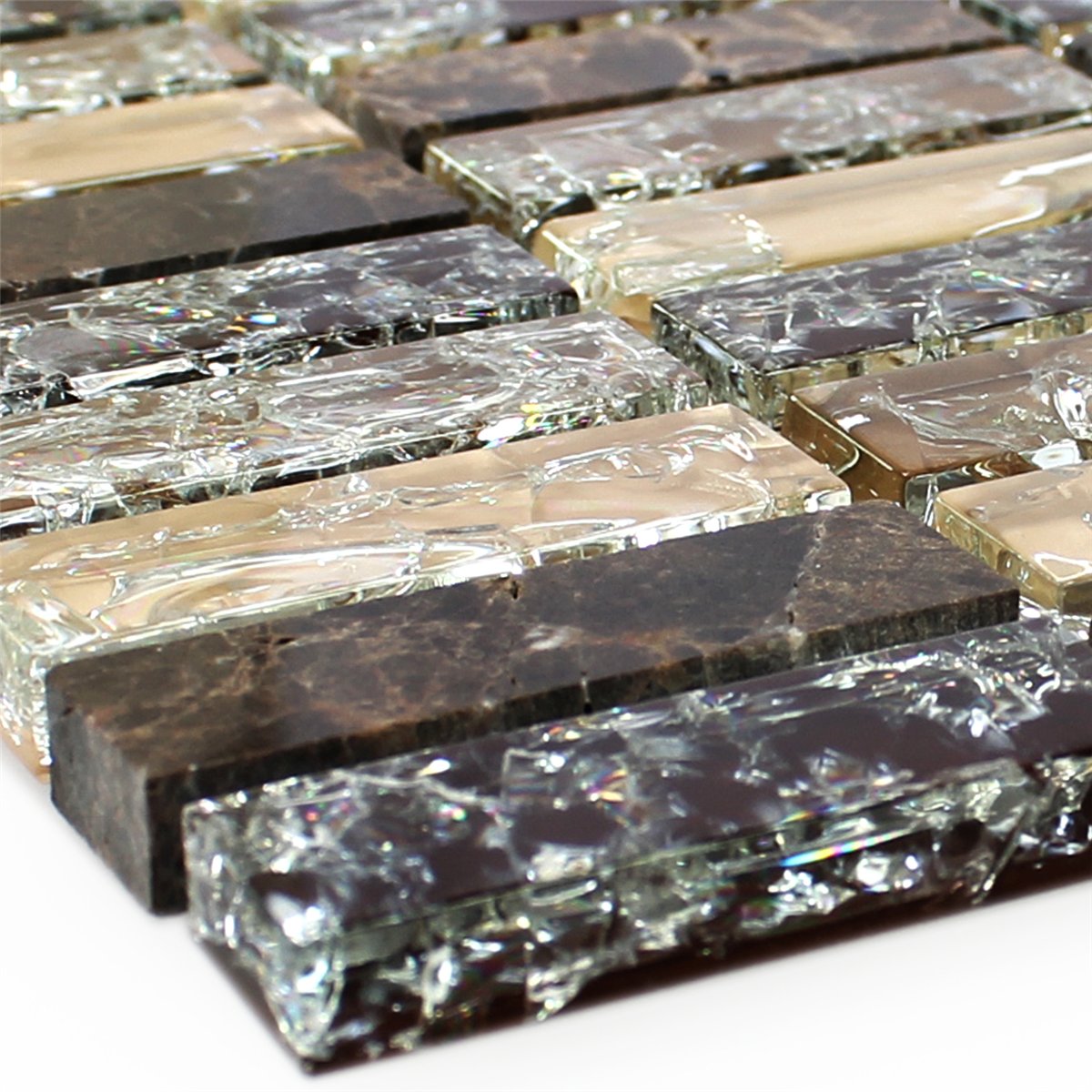 Glass Mosaic Tiles Natural Stone Broken Sticks Dark Emperador Mosaic Tiles Glass Natural Stone Broken Sticks Dark Emperador