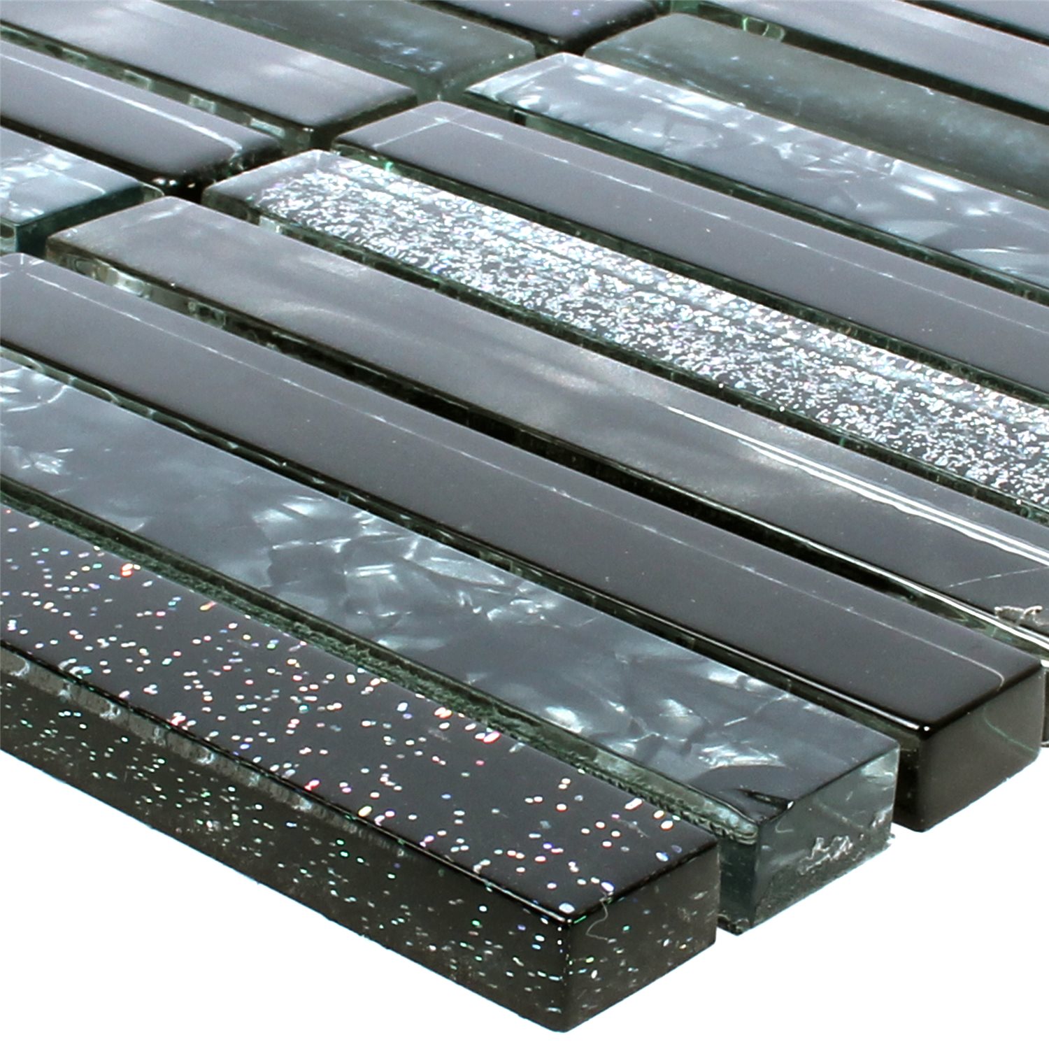 Glasmosaik Fliesen Kairo Schwarz Silber Grau Glitzer Effekt | eBay