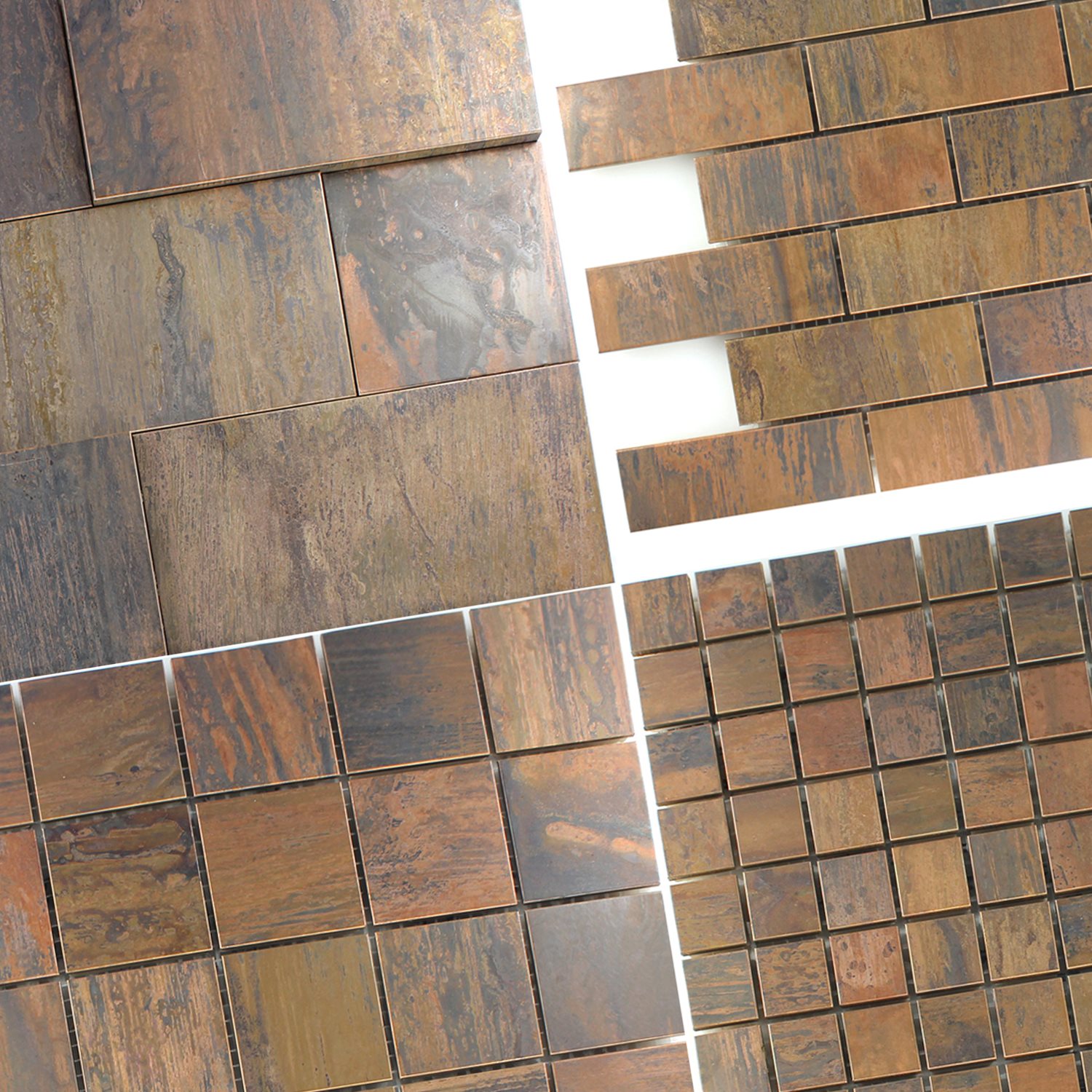 Kupfer Metall Design Mosaik Fliesen Amadora | Küche Boden Wand