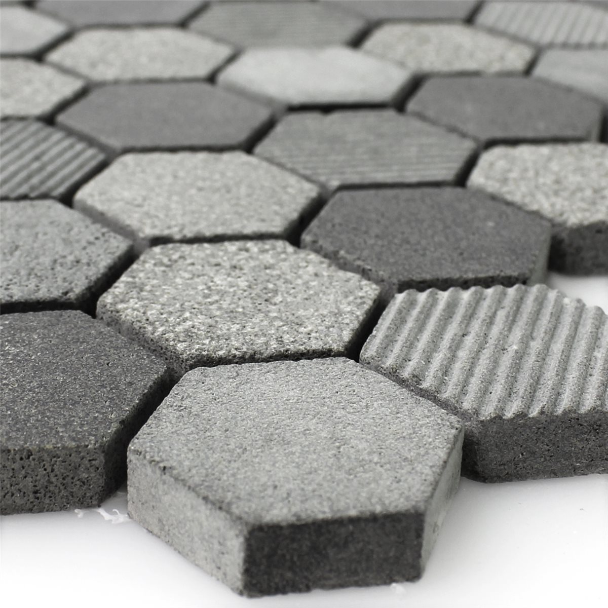 Fliesen Hexagon Naturstein Hexagon Sechseck Mosaik Fliese Notte Anthrazit